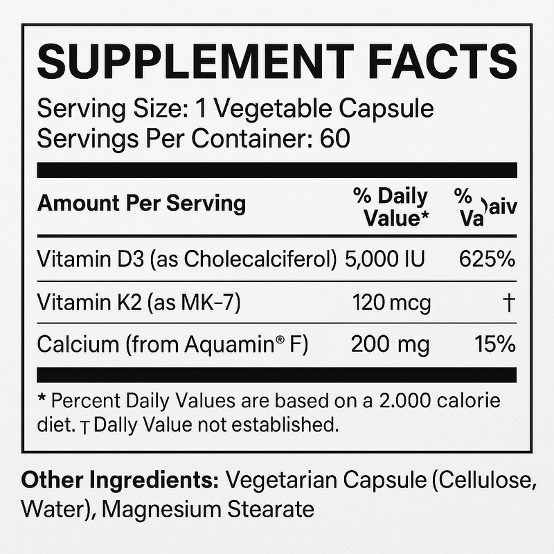 D3 K2 (MK7) Plus Calcium (Aquamin)