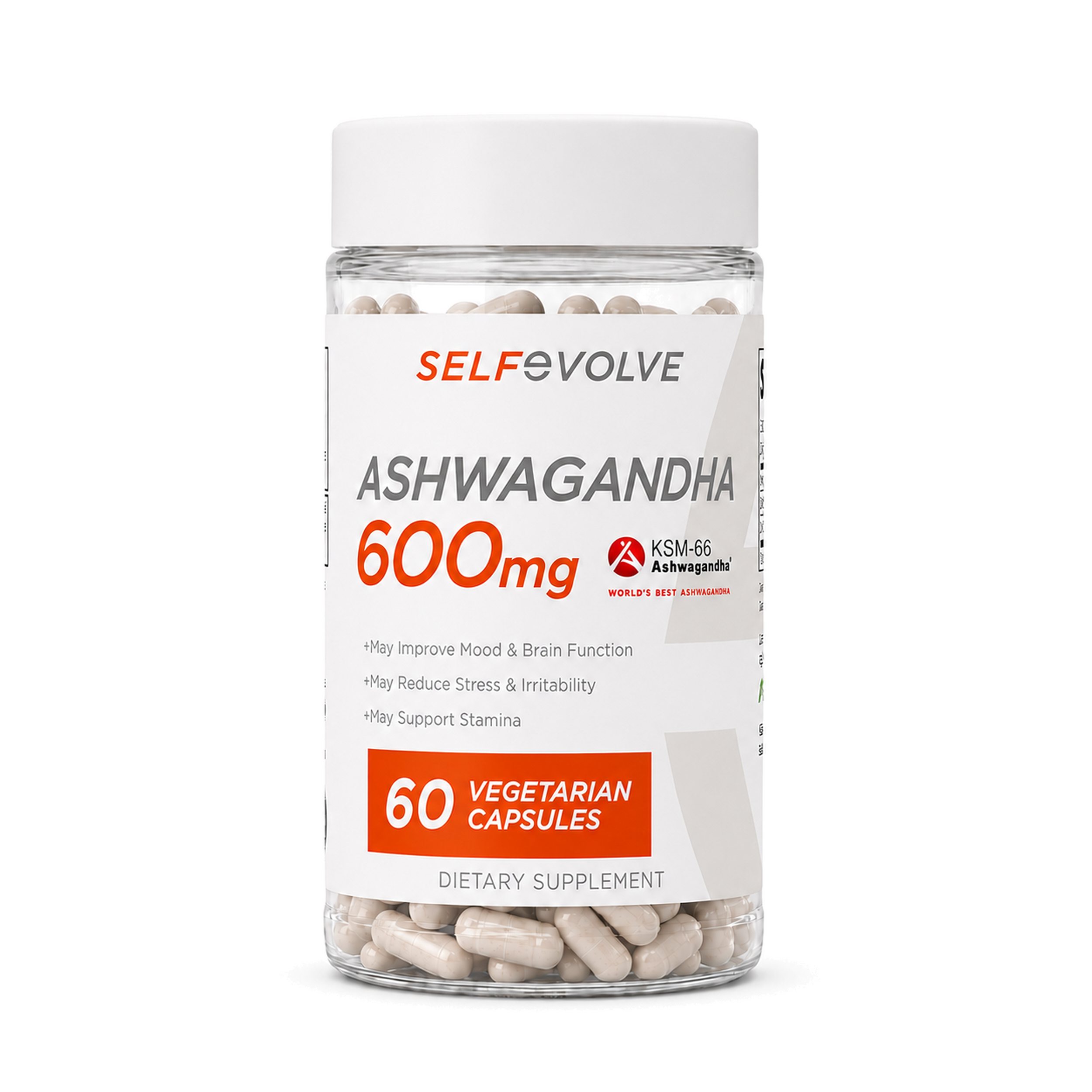 SelfEvolve Ashwagandha KSM-66 600 mg, 60 vegetarian capsules