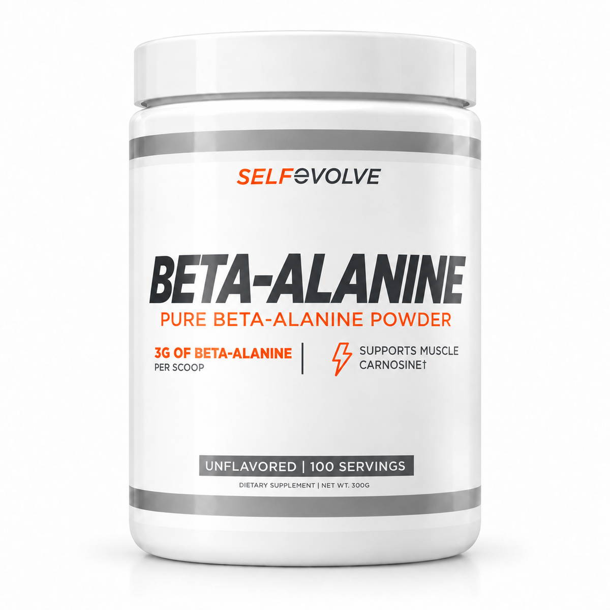 selfevolve Pure Beta-Alanine Unflavored 300g — 3g Per Scoop, 100 Servings
