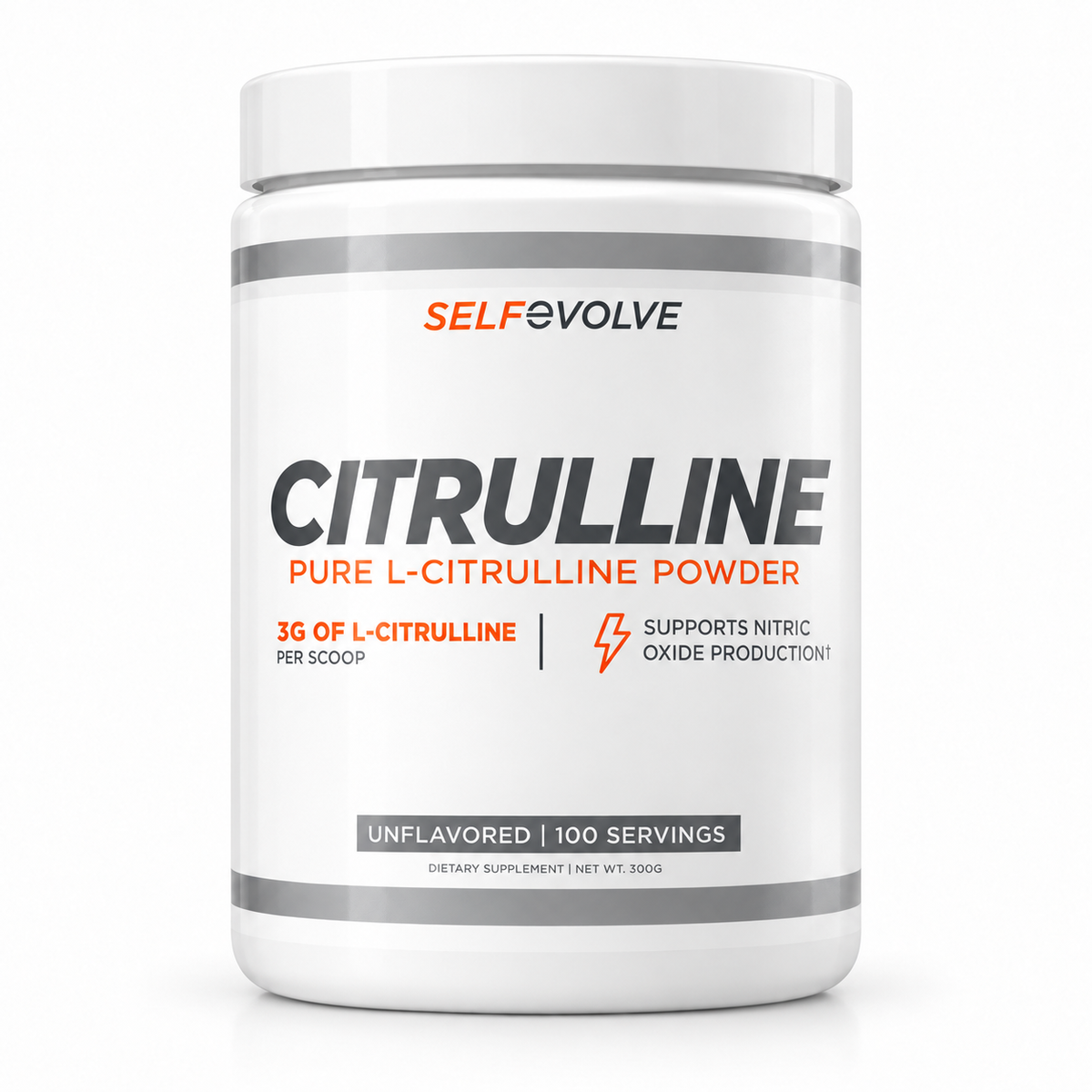 selfevolve Pure L-Citrulline Unflavored 300g — 3g Per Scoop, 100 Servings